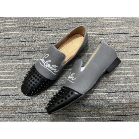 Christian Louboutin Haditengerészet Kísérteties Naplopók Szövet, Borjú Bőr, Fekete, Szürke