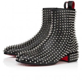 Christian Louboutin Spikeasy Zsákmány Nappa Bőr Csizma Fekete