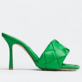 Bottega Veneta Lido Szandál Zöld Intrecciato Bőr Bottega Veneta Szandál