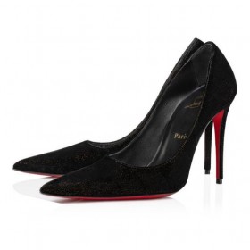 Christian Louboutin Kate Max 100 Mm SzivattyÃºk Velvet D ' or Fekete CL CipÅ‘