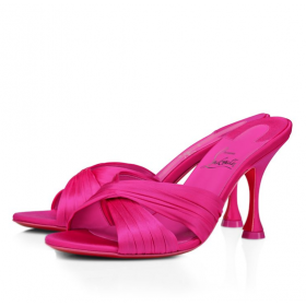 Christian Louboutin Nicol Vissza 85mm Öszvérek Krepp Rózsaszín Szatén