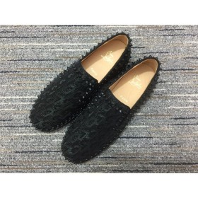 Christian Louboutin Pik Hajó Tüskék, Slip-on Naplopók Fekete CL Cipő