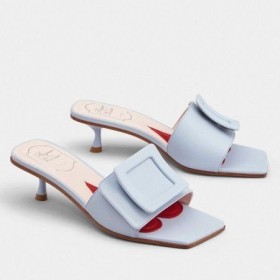 Roger Vivier Vonatkozik Csat 45mm Öszvérek Kék Bőr