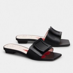 Roger Vivier Vonatkozik Csat Öszvérek Fekete Bőr