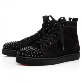 Christian Louboutin Lou Tüskék Fekete/fekete/bk Velúr