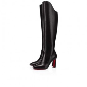 Christian Louboutin Magas Boot Eleonor szendrődi v., 85 mm-es Fekete Borjú