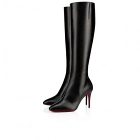Christian Louboutin Magas Boot Eloise szendrődi v., 85 mm-es Fekete Borjú