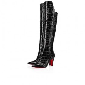 Christian Louboutin Magas Boot Slimini szendrődi v., 85 mm-es Fekete Borjú