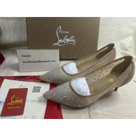 Christian Louboutin Follies Strass 85 mm Pumps Mesh and Suede Light Silk Nude