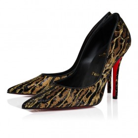 Christian Louboutin Miss Z Ocelot 100 Mm Pumps Embroidered Crepe Satin Multicolor