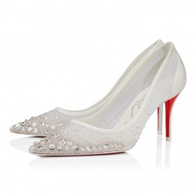 Christian Louboutin Miss Z Sparkling 80 Mm Pumps Mesh And Strass Version Ivory