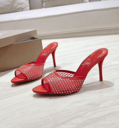 Christian Louboutin Apostropha Mhiúil Mogalra Strass 80 Mm Miúileanna Dearg