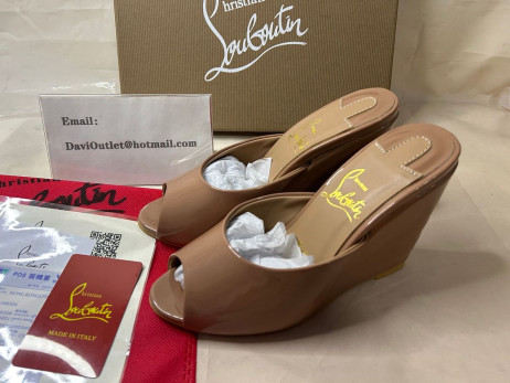 Christian Louboutin Dom Dolly Zeppa 85mm Leathar Paitinne Dingeacha Nude
