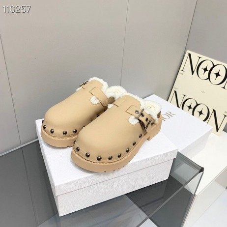 Dior Diorquake Sandals Adhmaid T-Aon Shearling Beige
