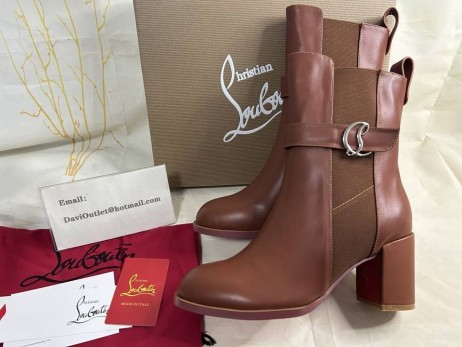 Christian Louboutin Chelsea Buataisí Rúitín 70mm Calfskin Donn
