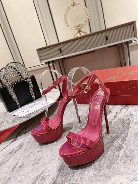 Christian Louboutin Loubi Banríon Alta 150 Ardán Sandals Paitinne Psychic Fuchsia