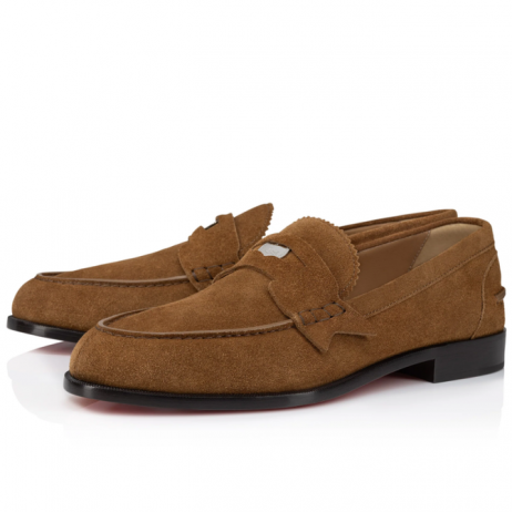 Christian Louboutin Pingin Loafers Leathar Lao Rhea Donn Bróga CL