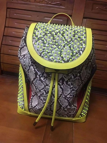 Christian Louboutin Explorafunk Backpack Python Leathar agus Spikes Multicolor