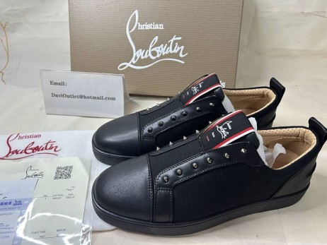 Christian Louboutin F. A. V Fique A Vontade Duillín-Ar Sneakers Leathar Lao Agus Olona Canva Dubh