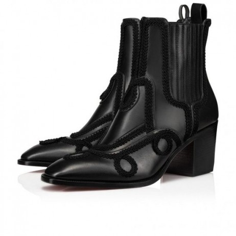 Christian Louboutin Rosalio 70 Mm Buataisí Leathair Lao Dubh Críostaí Louboutin Bróga