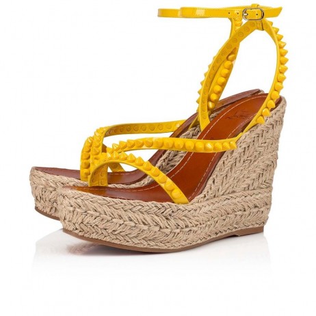 Christian Louboutin Malfadina Zeppa Sandals 120mm Paitinne Lao Leathar Buí