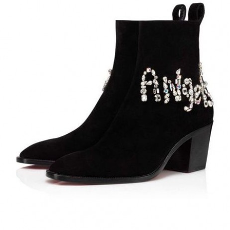 Christian Louboutin Spikita Booty C Angels 70 mm Dubh Veau Velours