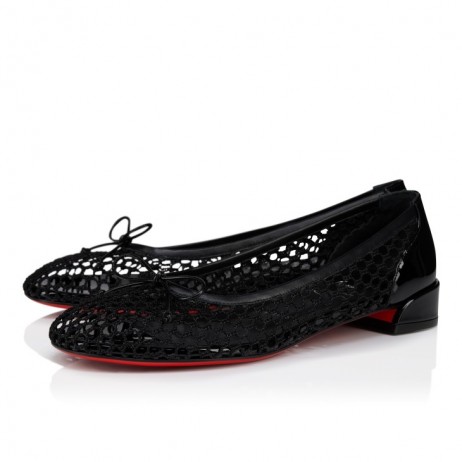 Christian Louboutin Sweetie Jane Mesh Ballerinas Mesh And Patent Calf Leather Black