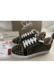 Christian Louboutin Louis Junior Spikes Sneakers CL Jacquard Calf Leather Multi