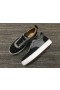 Christian Louboutin Happyrui Sneakers Glitter Leathar agus Strass Dubh Airgid