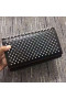 Christian Louboutin Paloma Clutch Leathair Lao agus Silver Spikes Dubh