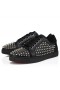 Christian Louboutin Vieira Oíche Spikes Sneakers Fir Lao agus Nappa Leathar Dubh