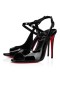 Christian Louboutin 100 mm Dubh/lín Dubh Paitinne Leathar Sandal