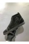 Christian Louboutin Louis Strass Maol Ard-barr Sneakers Suede agus Leathair Paitinne Dubh