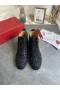 Christian Louboutin Lou Spikes 2 Ard-Barr Sneakers Leathar Lao Monogram-jacquard Dubh