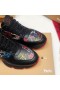 Christian Louboutin Fir Runners Leathair Lao agus Neoprene Patrún Dubh