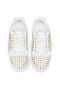 Christian Louboutin Vieira Oíche Spikes Sneakers Fir Lao agus Nappa Leathar Bán