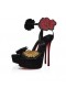 Christian Louboutin Cnaipe Bláth Strass Loubi Banríon Alta 150mm le Ardán Sandals Veau Velours Strass Dubh