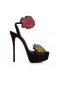 Christian Louboutin Cnaipe Bláth Strass Loubi Banríon Alta 150mm le Ardán Sandals Veau Velours Strass Dubh