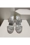 Christian Louboutin Spike Amháin 105mm PVC agus Leathar Sandals Silver Christian Louboutin Bróga