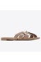 Saint Laurent Ómós Sleamhnáin Dorcha Beige Paitinne Leathar Saint Laurent Bróga