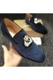 Christian Louboutin Crest Ar An Níle Loafers Veau Velours Gorm Críostaí Louboutin Bróga