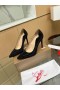 Christian Louboutin Chick Te 100 Caidéil Strass Embellished Leathar Dubh