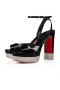 Christian Louboutin Cassandrina Alta 130 Mm Ardán Sandals Leathar Paitinne Dubh Críostaí Louboutin Bróga