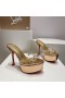 Christian Louboutin Degraqueen Alta Ardán Sandals130mm Leathar PVC Óir