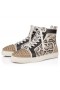 Christian Louboutin Lou Spikes Ard-Barr Sneakers Veau Velours Paitinne Lao Leathair Nathair Clóite Agus Spikes Saharienne