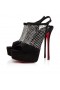 Christian Louboutin Plougesta Alta Strass 150mm Sandals Veau Velours Mogalra Agus Strass Dubh