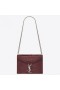 Saint Laurent Cassandra Clasp Mála Bordeaux Croc-Cabhraithe Leathar