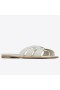 Saint Laurent Ómós Sleamhnáin Bán Calfskin Saint Laurent Bróga