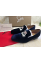 Christian Louboutin Crest Ar An Níle Loafers Veau Velours Gorm Críostaí Louboutin Bróga