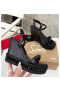 Christian Louboutin Pyraclou 120 mm Espadrilles Calf leather Black 
